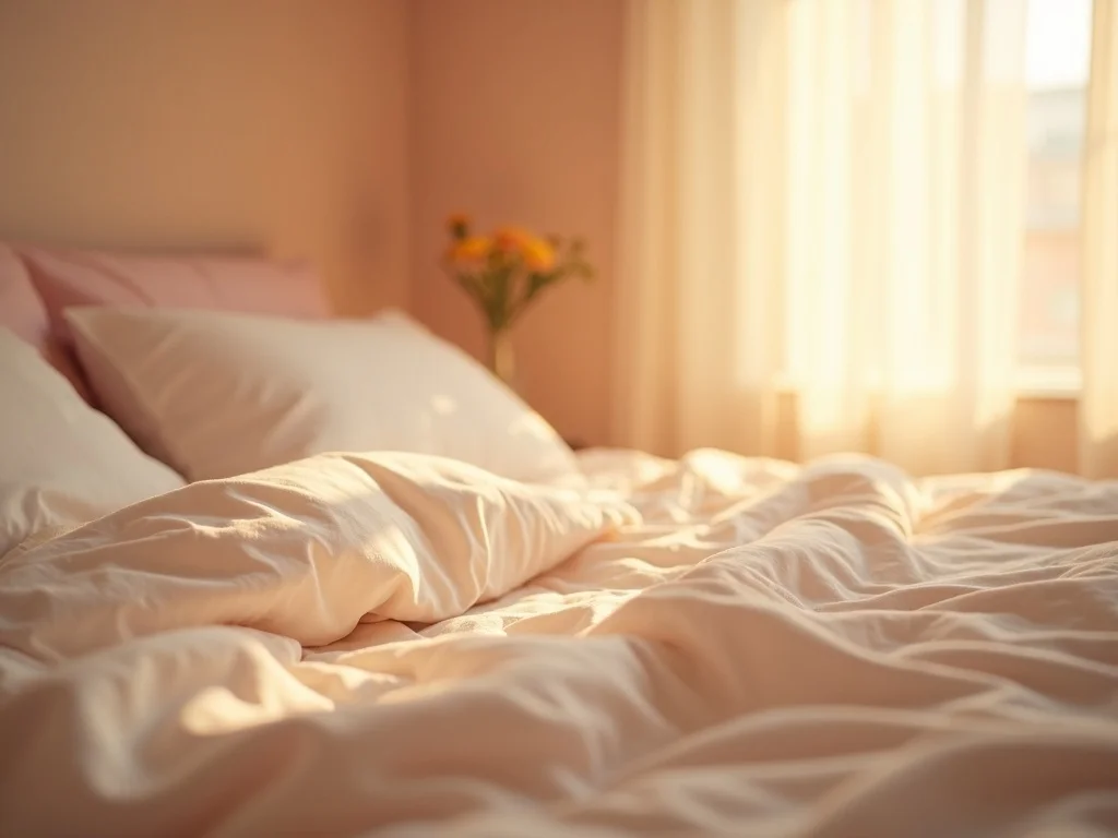 Menstrual cycle and hormonal health - peaceful bedroom morning scene